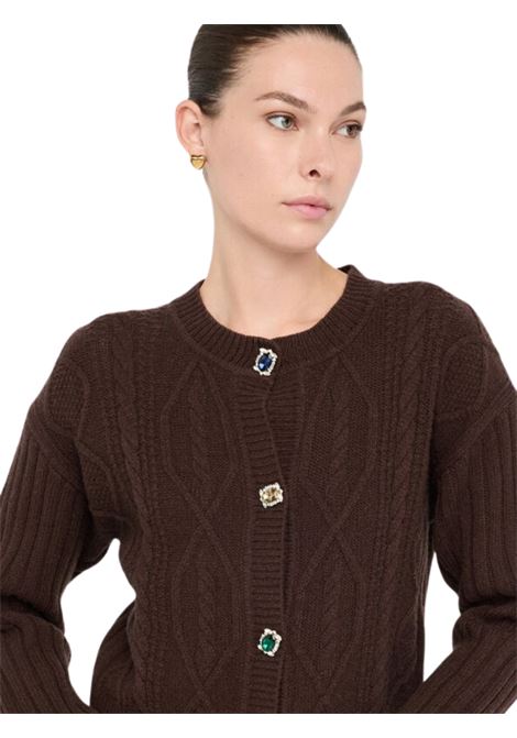 Cardigan in lana con bottoni gioiello CIOCCOLATO Liu Jo | MF5423MS040X0385